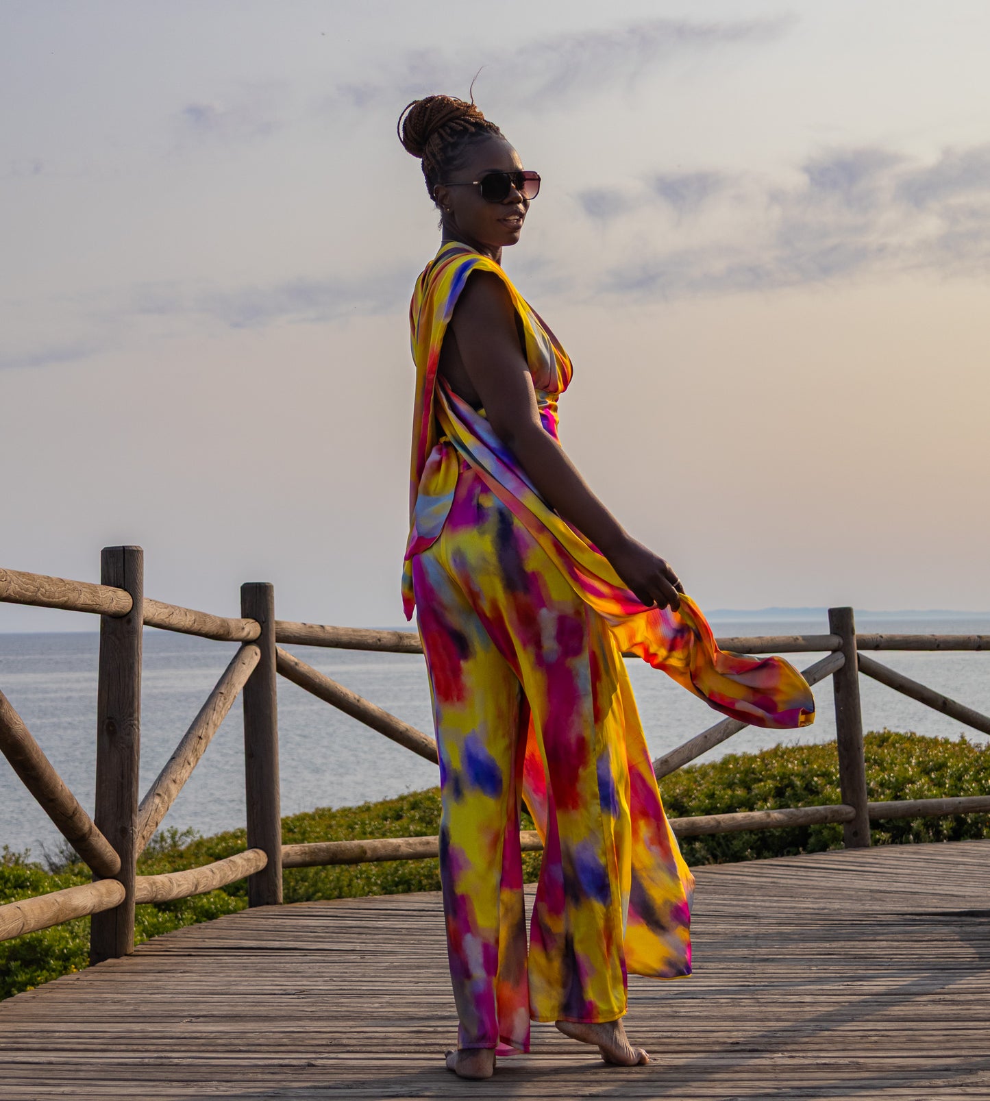 Bespoke DESERT BLOOM Two Piece Luxe Silk Set