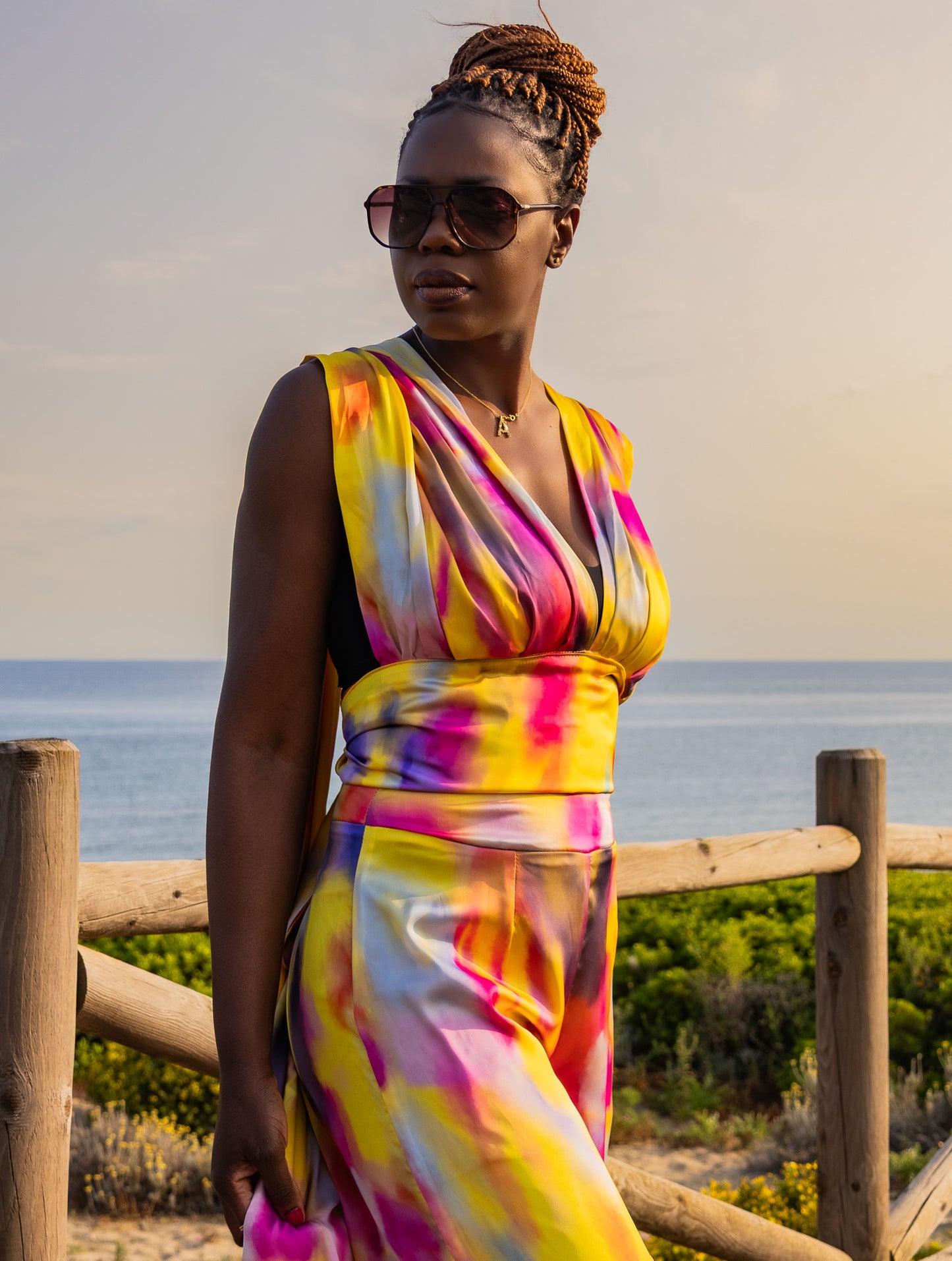 Bespoke DESERT BLOOM Two Piece Luxe Silk Set