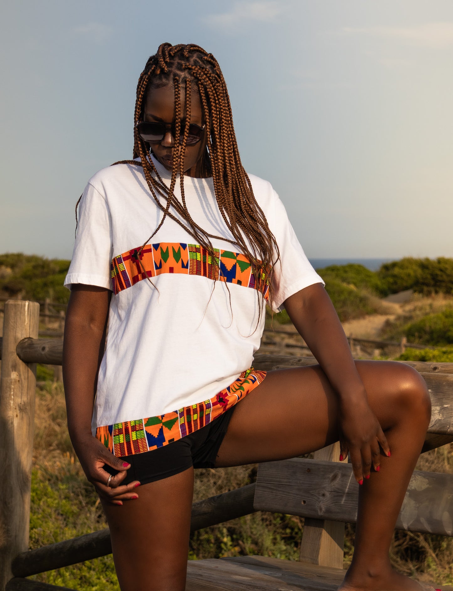 WHITE ANKARA TOUCH T-Shirt