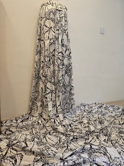 WHITE BUTTERFLY Lightweight Silk Fabric in soft cream tones”