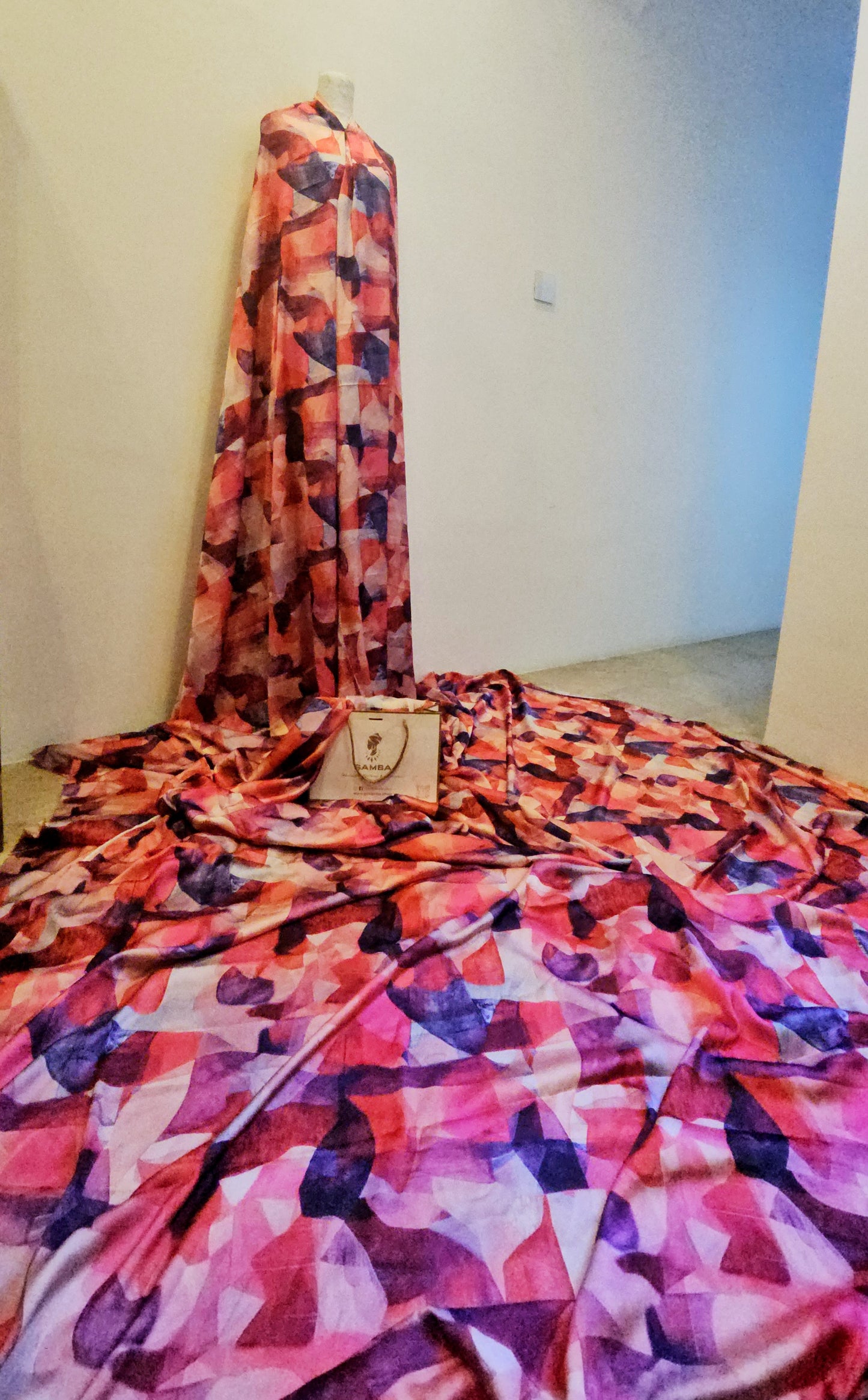 CRIMSON KALEIDOSCOPE Silk Fabric