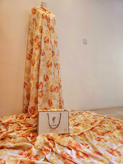 SOLARI Silk Fabric - Luxury Red Floral Pattern, 2 meters"  c) Keep it Concise