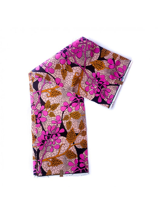 PINK BLOOM 100% Cotton Wax Print Fabric
