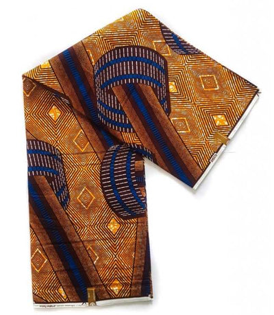 “ORBA 100 Cotton Wax Print Fabric in vibrant blue pattern