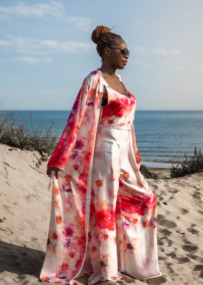 Bespoke PEARL GODDESS Two Piece Silk Set front view