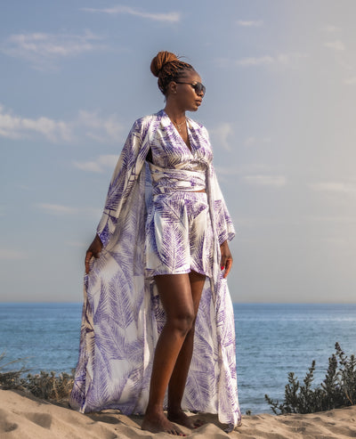 Bespoke BREEZE Silk 3 Piece Silk Set back view highlighting fit and flow