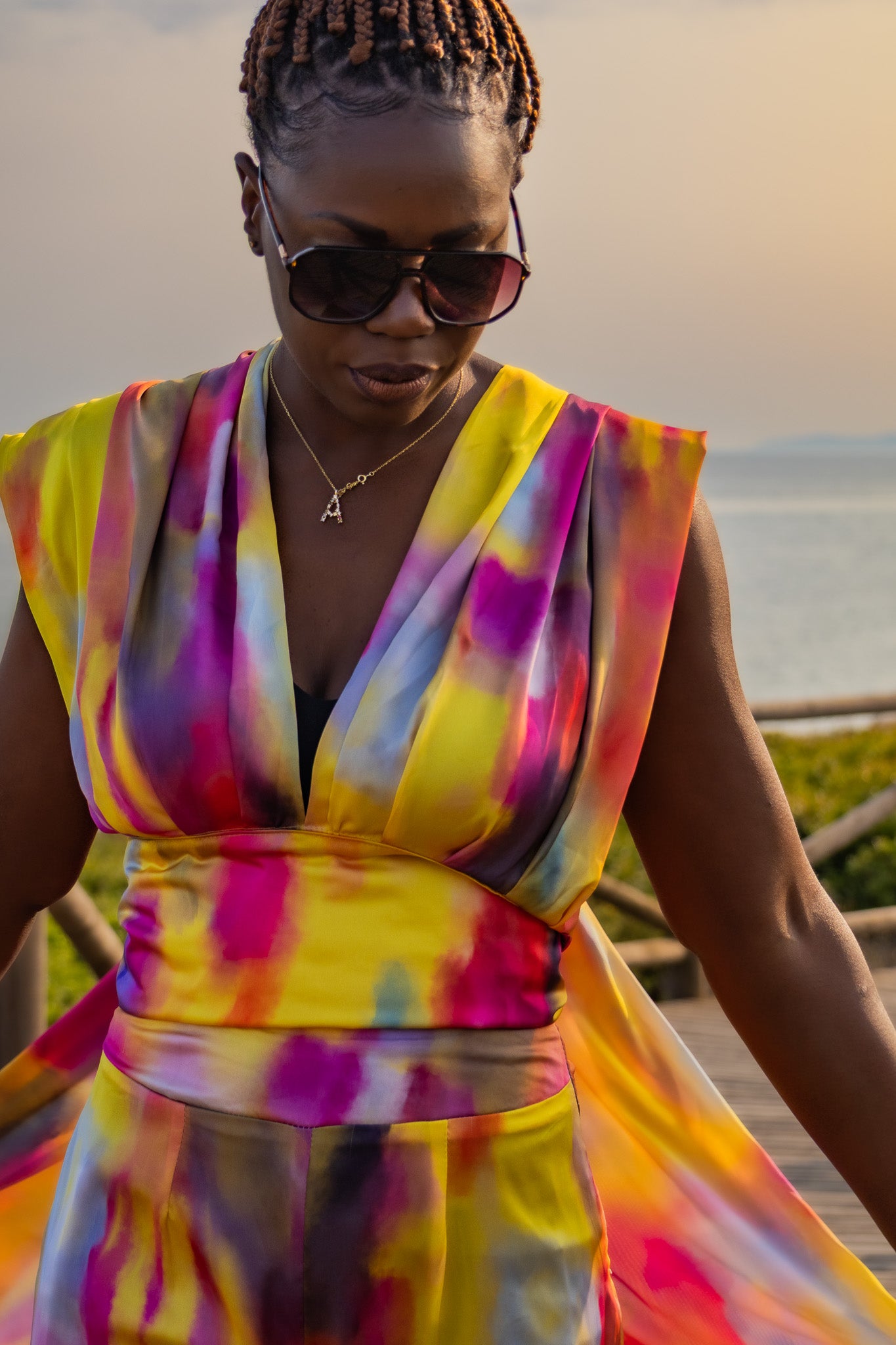 Bespoke DESERT BLOOM Two Piece Luxe Silk Set