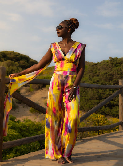 Bespoke DESERT BLOOM Two Piece Luxe Silk Set