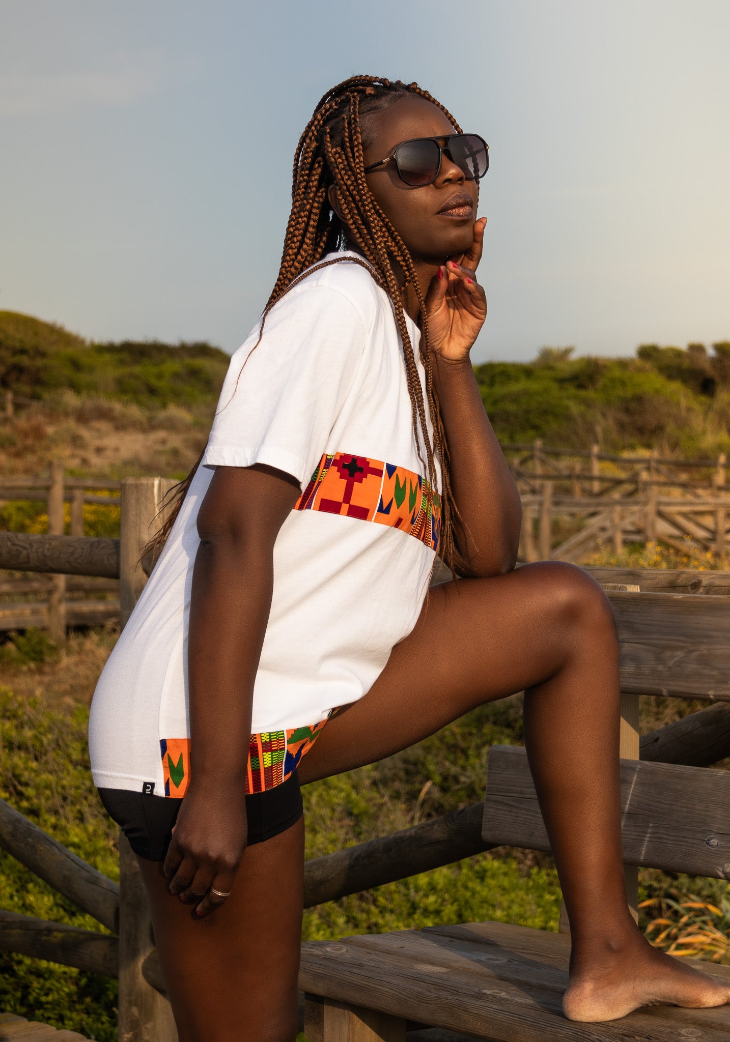 WHITE ANKARA TOUCH T-Shirt