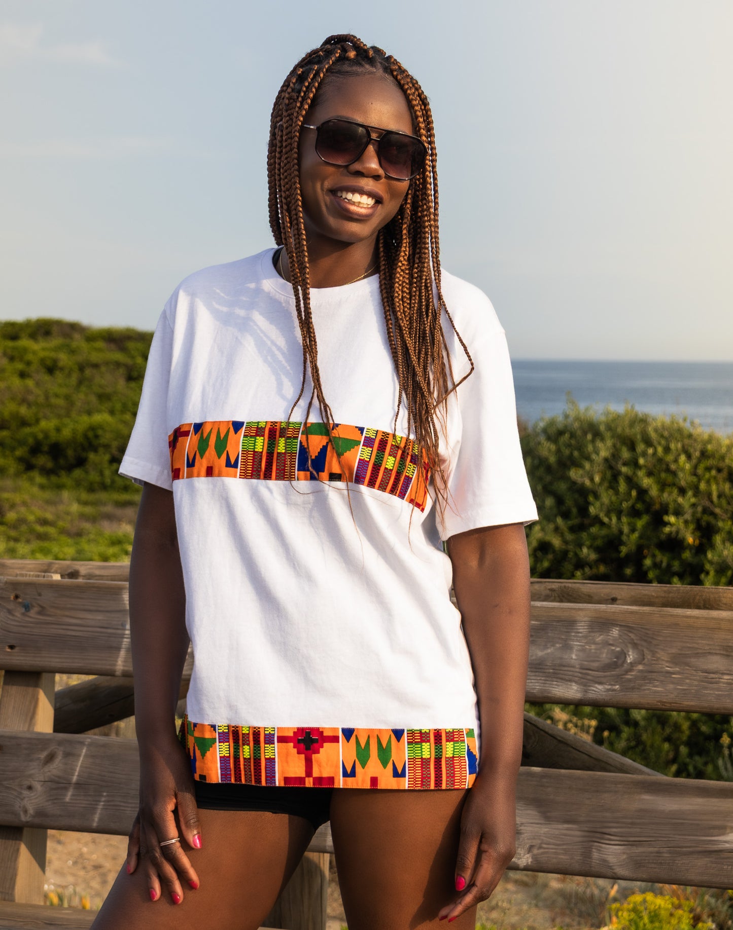 WHITE ANKARA TOUCH T-Shirt