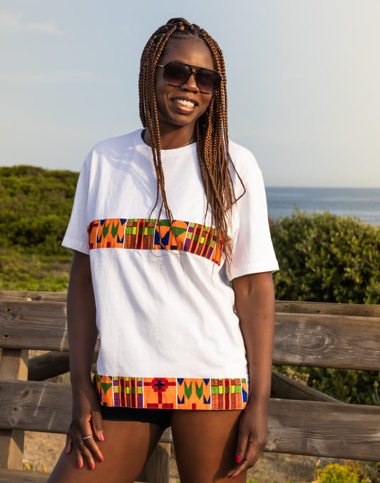 WHITE ANKARA TOUCH T-Shirt