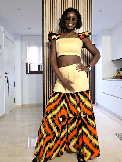 AMBER WAVES Crop & Maxi Skirt Set styled for summer outing